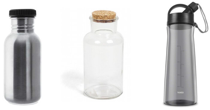 Botellas ecológicas de acero inoxidable, vidrio y tritan